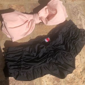 Kate Spade Strapless Pink Bow Bikini Top M